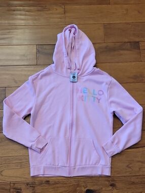 Hello Kitty Light Pink Zip-Up Hoodie with Pastel Lettering Sz XS(0/2)